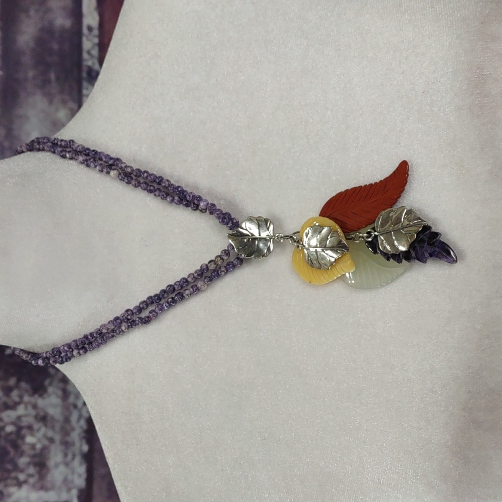 Carolyn Pollack Sterling Silver Leaf/Gemstone Enhancer Pendant